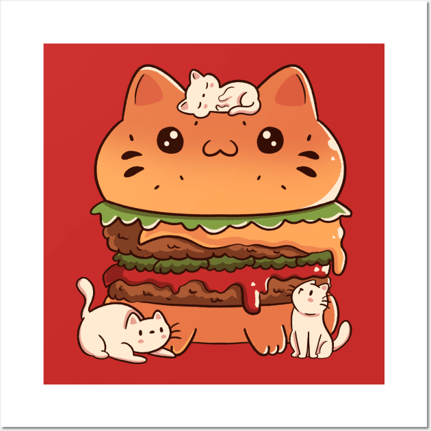 Catnivore Diet Funny Cat Red by Tobe Fonseca Wall Art by Tobe_Fonseca